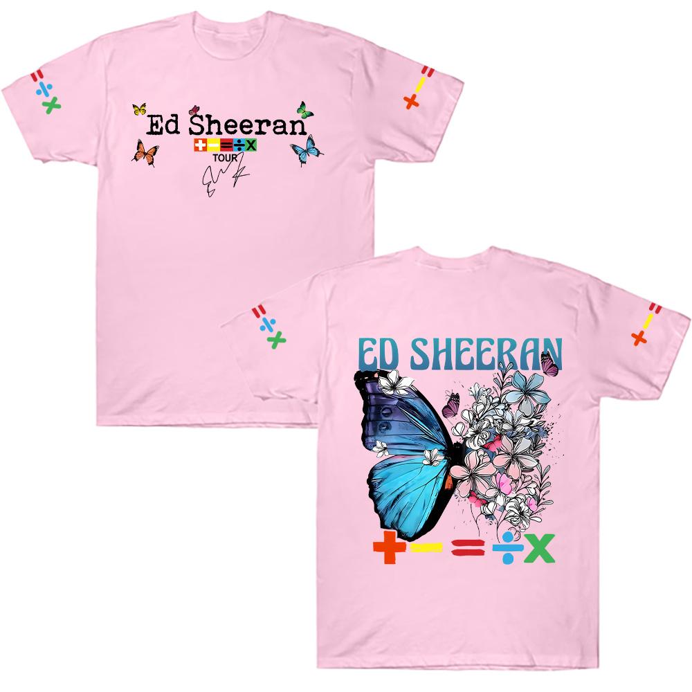 Хлопковая футболка Ed Sheeran Футболки с бабочками Ed Sheeran Харадзюку Мужская Женская Подарок для фаната Футболка Летняя Y2K С круглым вырезом Короткий рукав Одежда