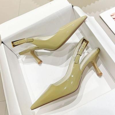 Мода Лето Новый Бренд Женские Сандалии Мода Острый Носок Мелкие Дамские Элегантные Туфли Слингбэки Тонкий Средний Каблук Туфли-Лодочки