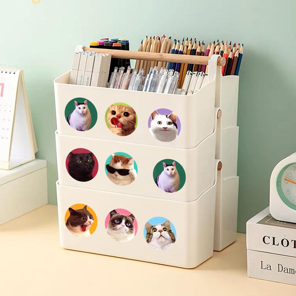 1 рулон/250 шт. Мультяшные наклейки с котиками, наклейки для подарочной упаковки, школьные наклейки для поощрения, наклейка для украшения класса, принадлежности для скрапбукинга