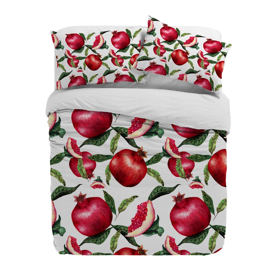 Summer Fruit Red Pomegranate Green Leaf Duvet Cover With Pillow Case Custom 3pcs Bedding Set Quilt Cover Double Bed Home Textile