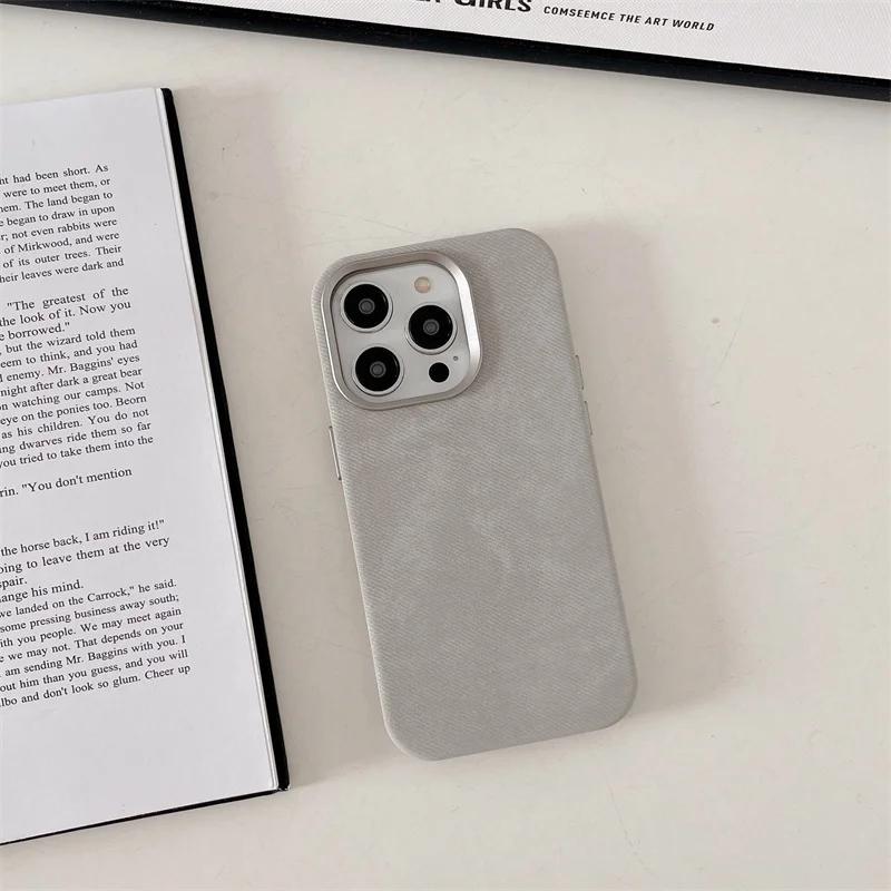 Фланелевый чехол для телефона Magsafe для iPhone 16 Pro Max 15 15Pro 17 Матовый Задняя крышка для беспроводной зарядки Микрофибра Защитный корпус