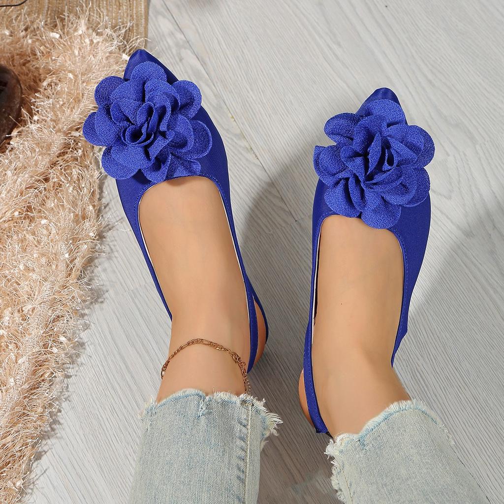 Fashion Classic Big Flower Pointed Toe Sandals Women 2025 Summer Flat Heels Light Weight Shoes Women Comfortable Daily Leopard Shoes