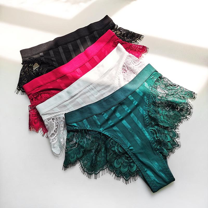 Women Briefs Sexy Panties Stitching Lace V Pants Underpant Comfortable High Fork Hip Lift Mid High Waist Panties