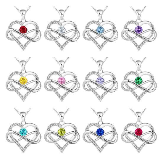 Ожерелье в форме сердца для женщин Романтичная подвеска в форме сердца с надписью «Я люблю тебя вечно» из кубического циркония