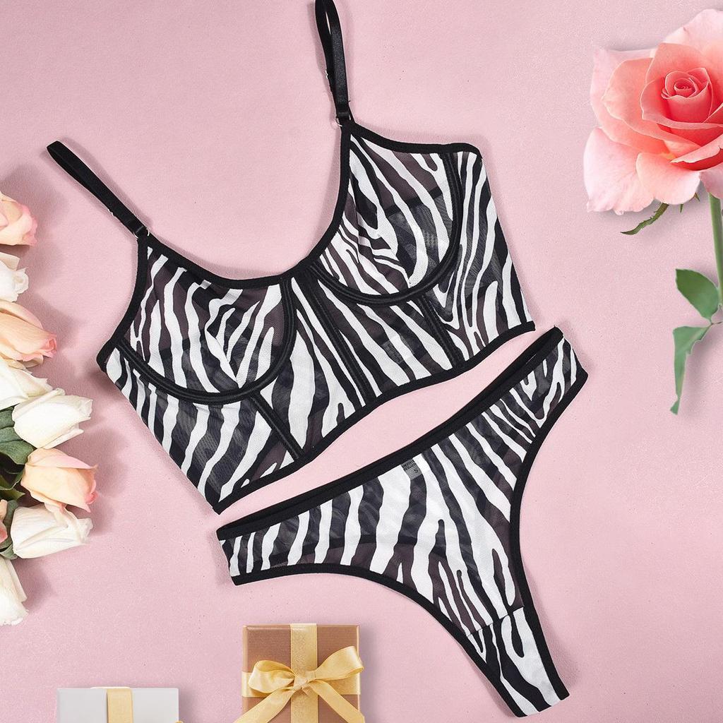 Популярный комплект сексуального сетчатого нижнего белья со стальной поддержкой и дизайном «рыбья кость»