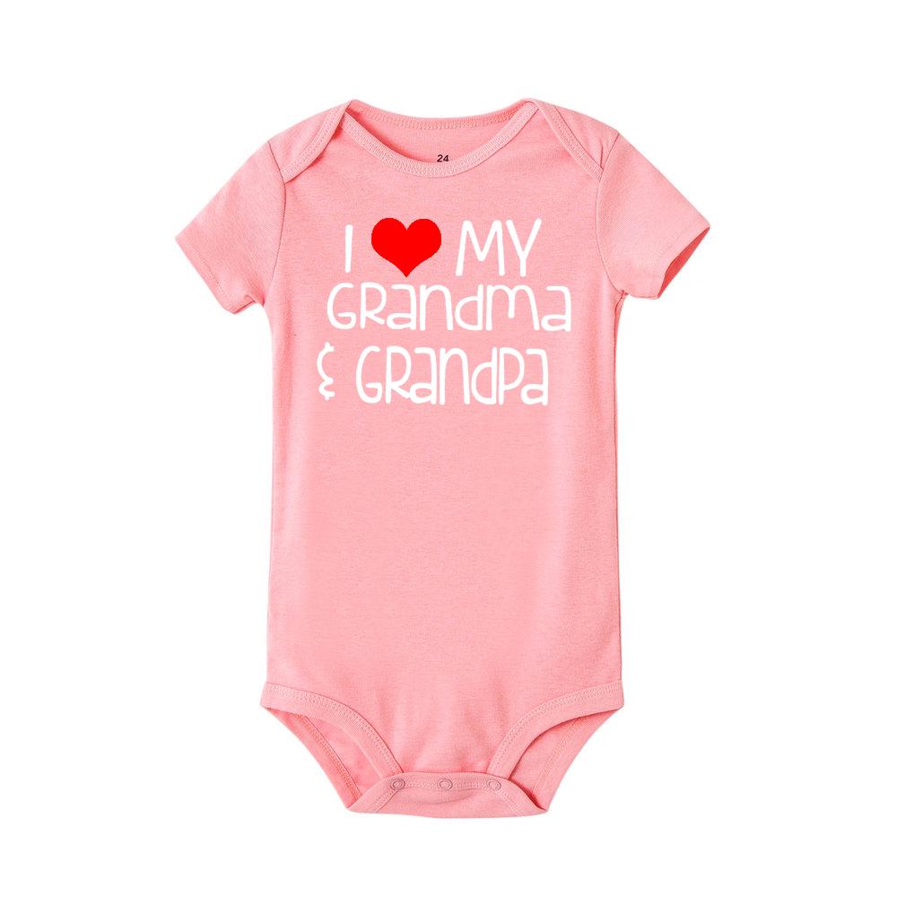 Baby Romper I Love My Grandma and Grandpa Print Bodysuit Infant Romper Short Sleeve