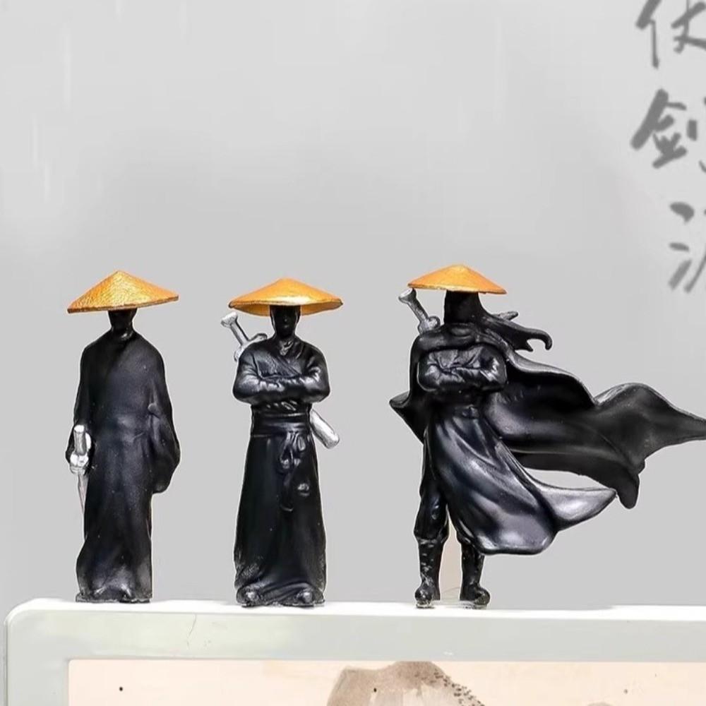2/3/4pcs 5cm Chinese Swordsman Figure Miniature Samurai Figurines Home Office Decor