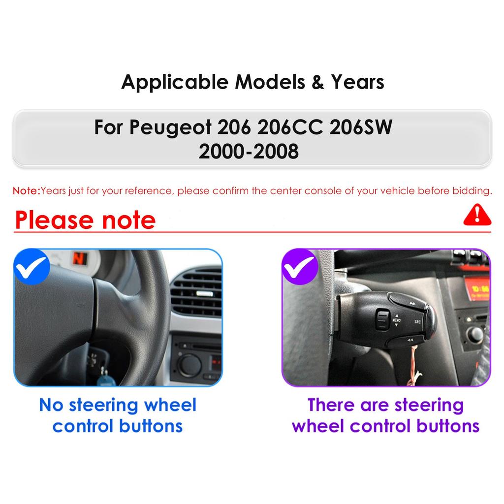 OSSURET Snapdragon 6115 Автомагнитола Autoradio для PEUGEOT 206 206SW 206CC 2001 - 2008 Carplay Android Auto Мультимедиа GPS 360 Камера Стерео