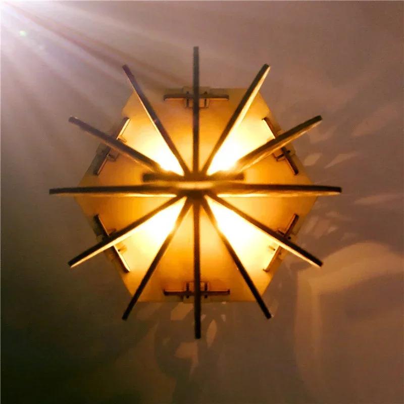 Eid Mubarak Wooden Pendant With Led Candles Light Ramadan Decorations For Home Islamic Muslim Party Eid Ramadan Decoration