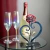 Gift Hand-forged Wrought Iron Red Metal Rose With Heart - Shaped Stand less