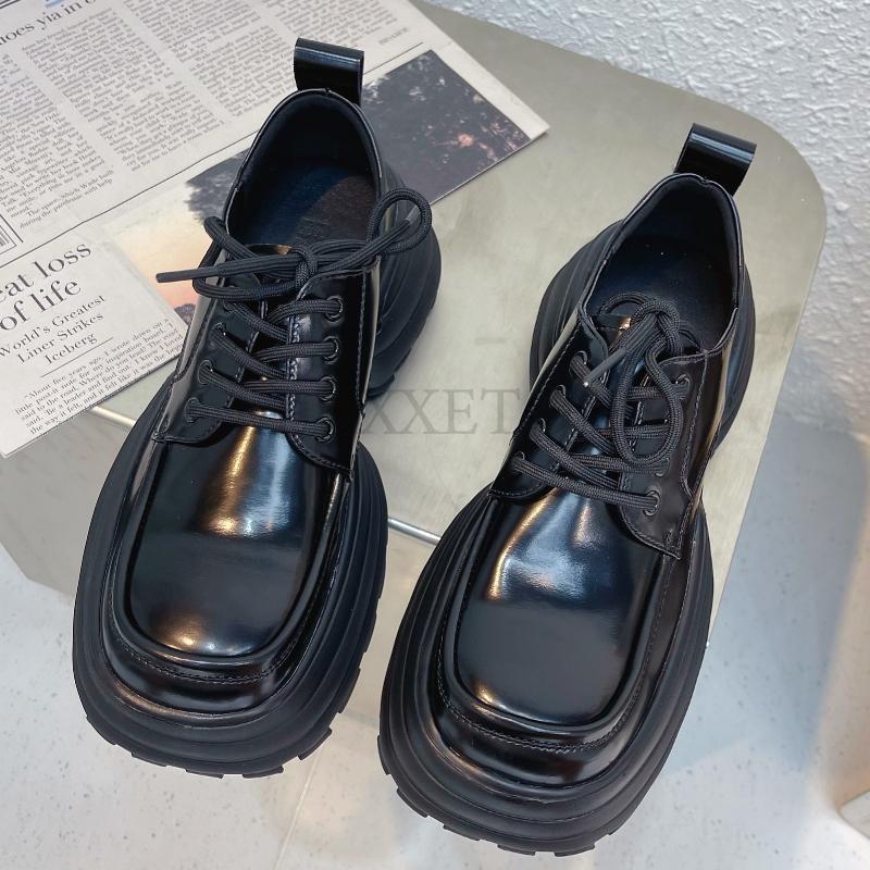 Женские туфли-оксфорды на платформе с квадратным каблуком и шнуровкой, женские туфли для вечеринок и ролевых игр, модные туфли на высоком каблуке для женщин