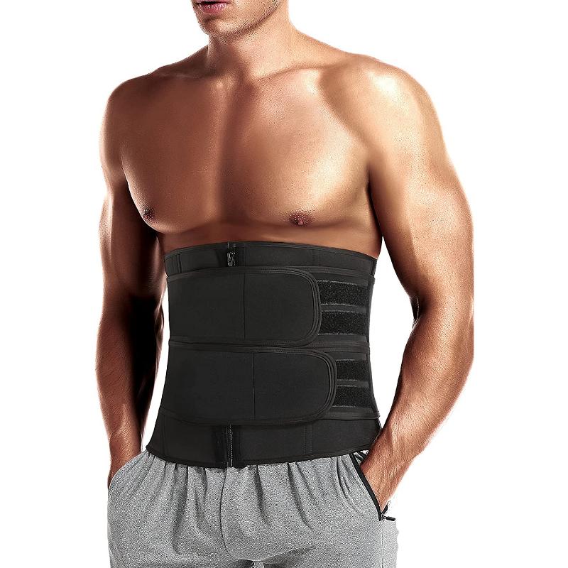 Men Waist Trainer Cincher Corset Back Support Sweat Sauna Trimmer Belt Tummy Control Body Shaper Workout Compression Belly Band Slimming Shapewear