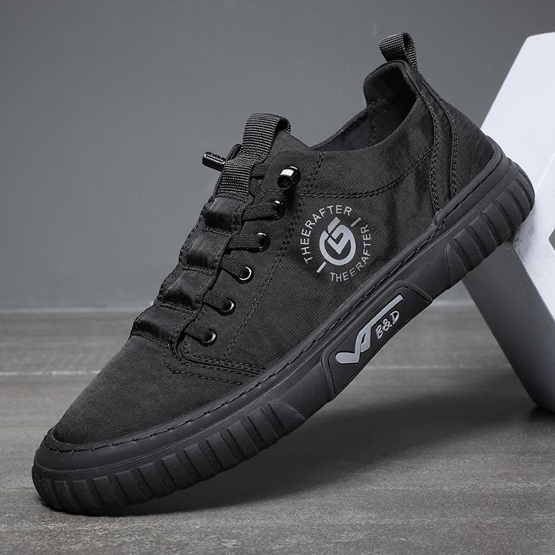 Летние мужские туфли из вулканизированной ткани Ice Silk Cloth Canvas Shoes Серые плоские повседневные туфли на шнуровке Non Leather Fashion Soft Walking