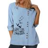 Women's Fashionable Cotton Top with Multiple Printed Patterns, Round Neck, and Long Sleeves