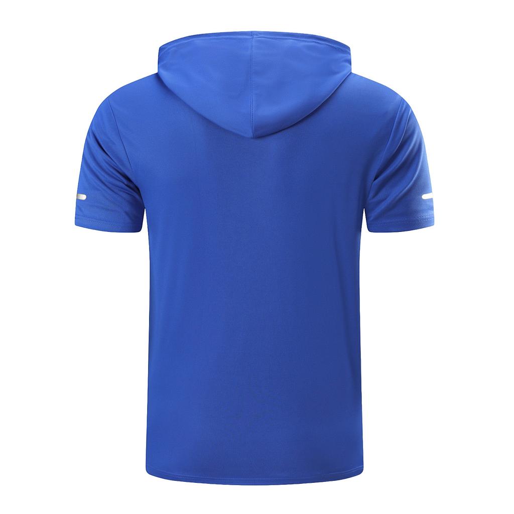 Men's Hooded Pocket Top  Men's Casual Sports Quick Drying Short Sleeved Top