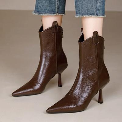 Сексуальные ботильоны на высоком каблуке с острым носком, женские туфли для платья, вечеринки, новая обувь, зима 2025, фирменные ботинки челси, роскошные женские туфли-лодочки, ботильоны