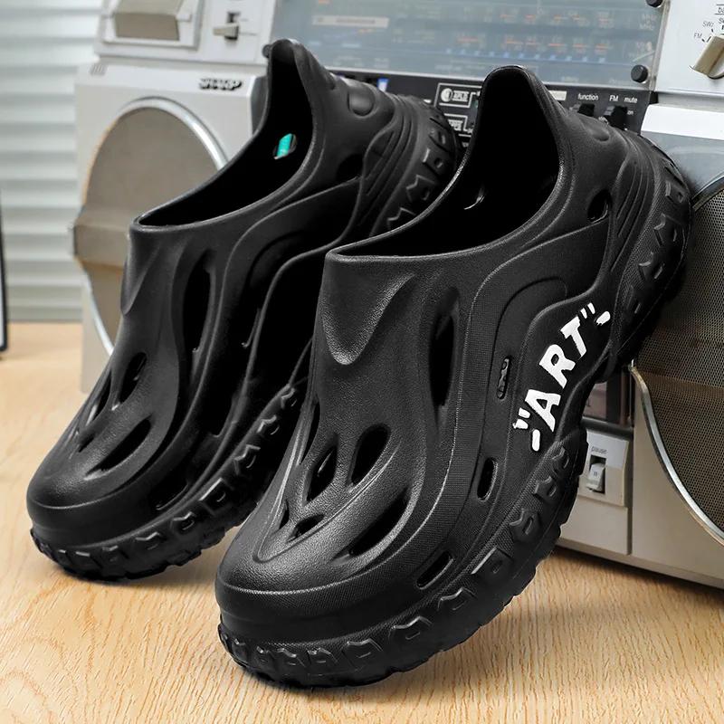 Мужские летние сандалии EVA легкая перфорированная обувь дышащая мужская не пахнущая обувь с толстой подошвой и носками пляжная обувь