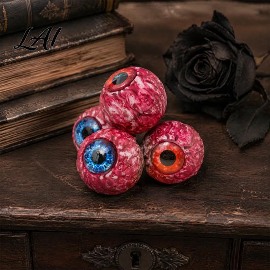 Halloween Gift Box Fillers Hanging Eyeballs Decoration 4 Pcs Scary Realistic Fake Blood Eyes in Indoor Outdoor Ornaments Net Bag for Haunted