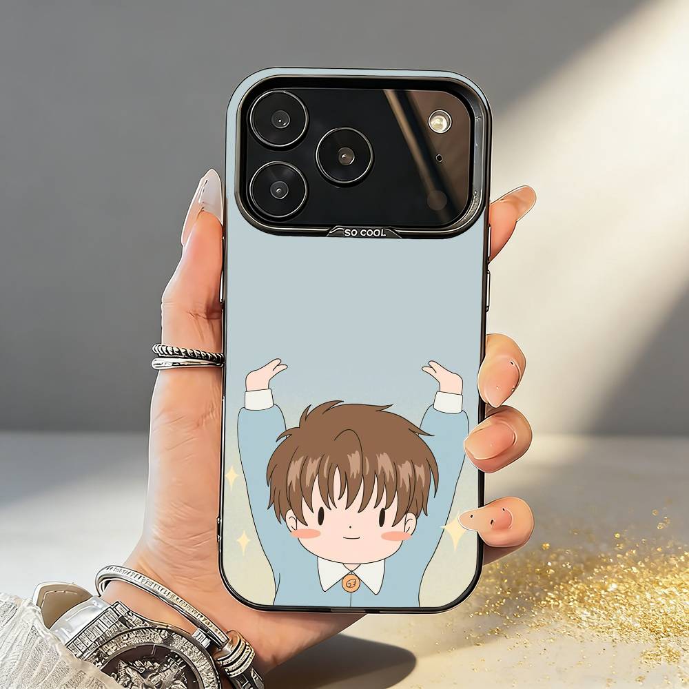 Чехол для телефона Card Captor Sakura для iPhone 17, 16, 15, 14, 13, 12, 11, Pro, MAX, Серый Матовый Силиконовый, Черный Чехол