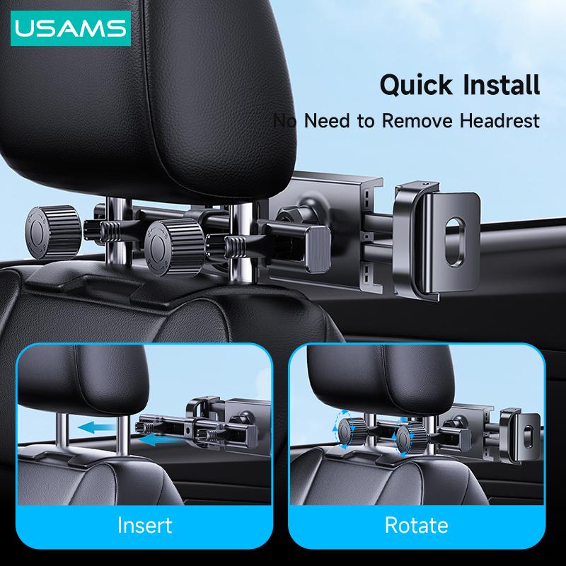 USAMS Car Back Seat Headrest Mount Holder For iPad 4.7-12.9 inch 360 Rotation Universal Tablet PC Auto Car Phone Holder Stand