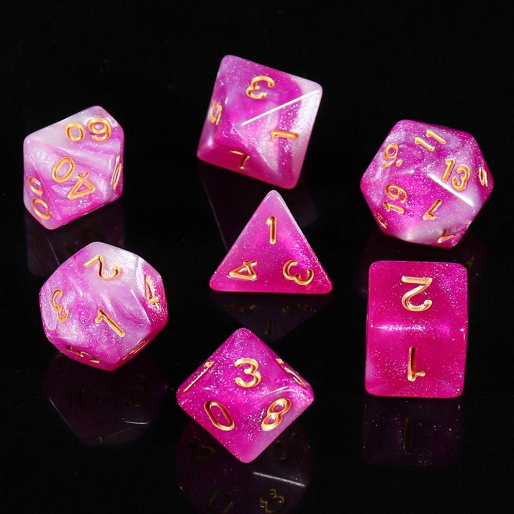 7PCS/Set Digital Acrylic Dice Polyhedral Mixed Color Dice Pearlescent Dice  for RPG DnD
