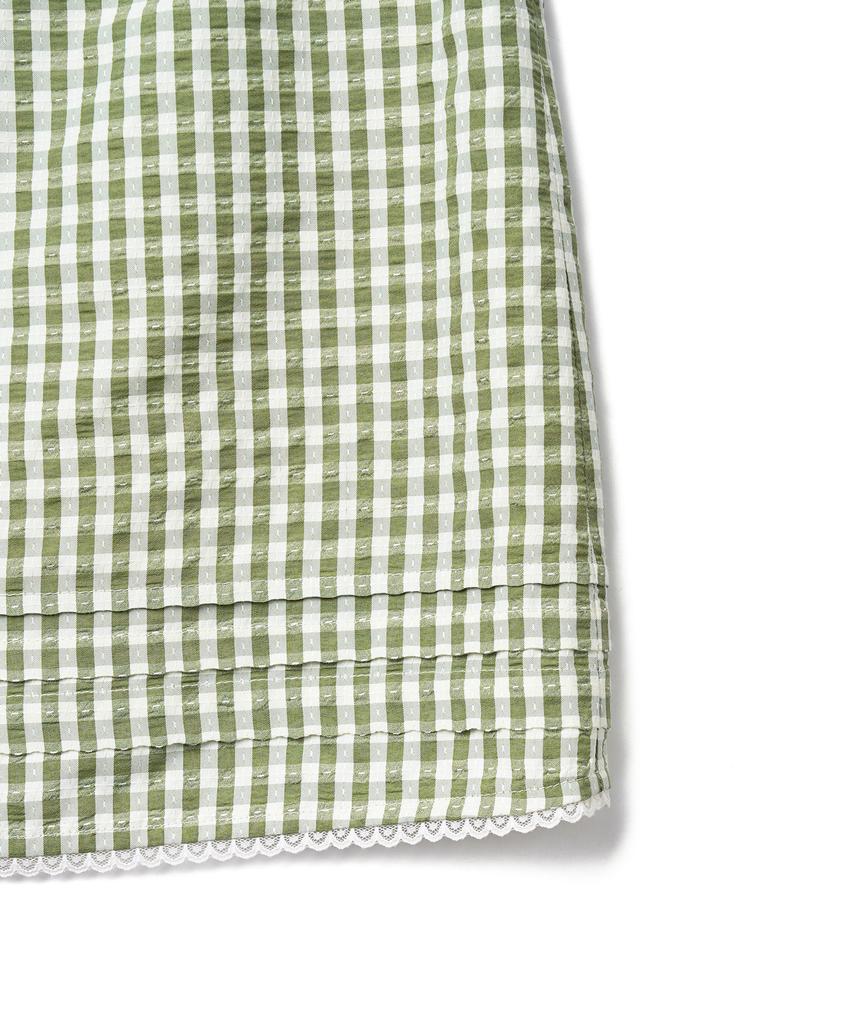 Tudment Gingham Check Midi Skirt_Olive