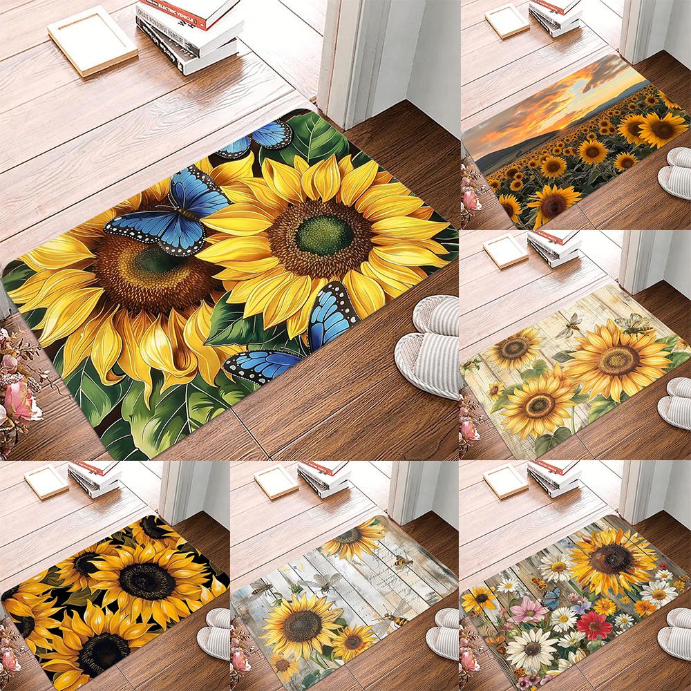 Vintage Flowers Print Doormats Non-Slip Washable Bathroom Rugs Creative Bath Rug For Bedroom Living Room Entryway Decor