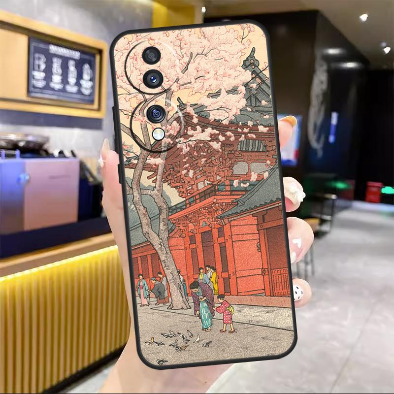 Японский чехол с цветами сакуры для Honor X7a X8a X9a X6a X8 X9 X6 X7 10 50 90 70 Lite 8X 9X Magic 4 Lite 5 Pro