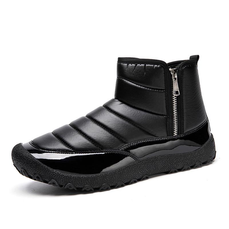 2023 Мужские водонепроницаемые пуховые зимние ботинки, двойная молния, толстый бархат, теплая зимняя обувь для активного отдыха