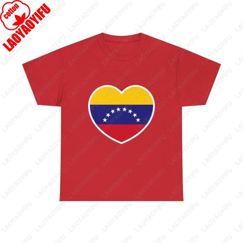 Heart Flag of Venezuela Men Women Cotton TShirt Creative Simple Style Funny Vintage Classics Tees Unisex Adult Casual Tops Gifts