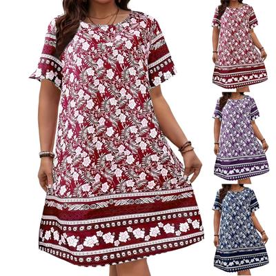 Женское летнее платье макси 2025 года с цветочным принтом, V-образным вырезом, короткими рукавами, оборками, длинные платья для пляжного отдыха