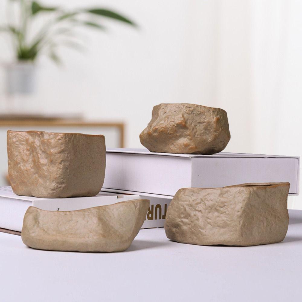 Stone Shape Succulent Plant Pots Wear Resistant Bonsai Potted Flowerpot  Home Decoration