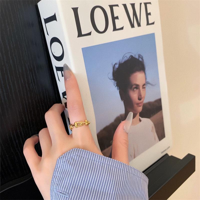 Европейское ретро кольцо-цепочка с покрытием из 18-каратного золота для женщин