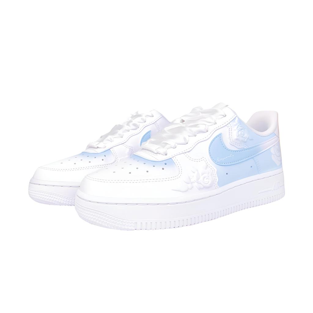 Nike Air Force 1 Leather Slip Resistant, Abrasion Resistant, Lightweight Low top Skateboard Shoes Women's Blue White HF2016-100(Team74-)