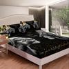 Матрас с рисунком льва, трехпредметный, цифровая печать, для пары, черный, золотой, корона, покрывало, постельное белье