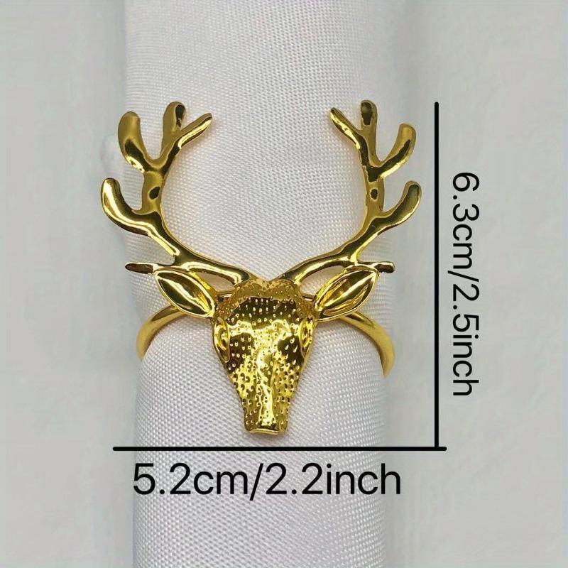 4Pcs Deer Napkin Rings Christmas Elk Head Napkin Rings Holders Reindeer Napkin Buckle Xmas Thanksgiving Dining Table Decor