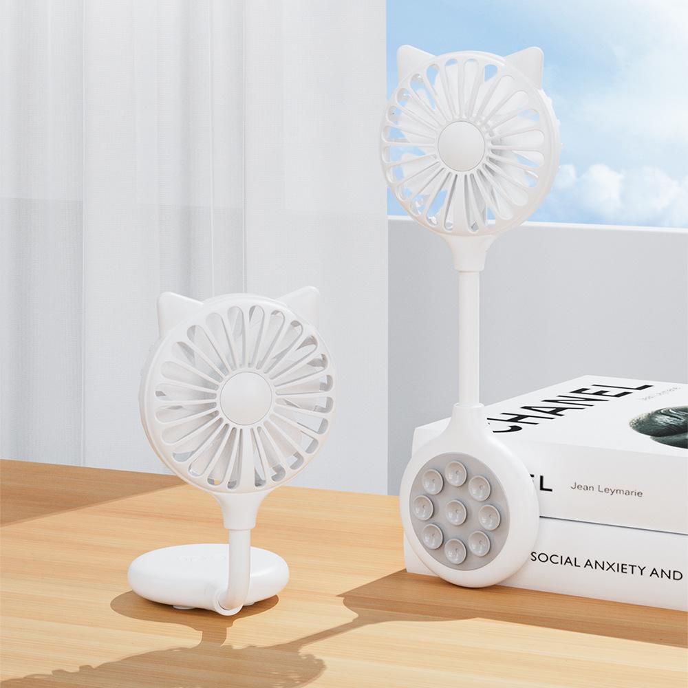WangT6 Portable USB Mini Folding Fan with Suction Cup for Home and Outdoor Use
