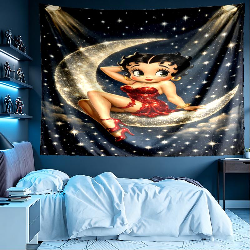 Betty Boop Print Tapestry, Lightweight Wall Hanging, for Bedroom, Dorm, Living Room, Home Art Decor - Birthday Christmas Gift for Friends