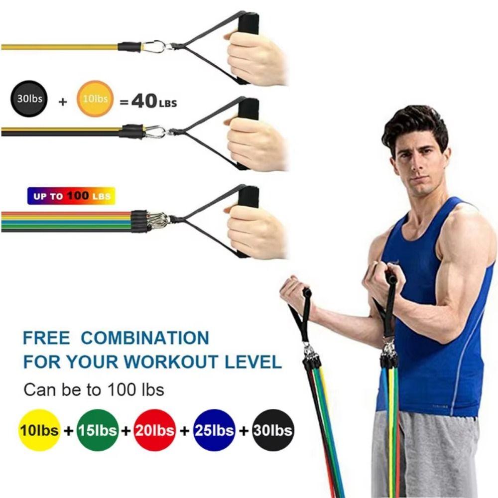 11Pcs/Set Portable Resistance Band Set Durable Elastic Training Band Fitness Training