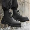 Martin boots men's new big head versatile fashion trend thick sole heightening tooling boots matte black boots 8231-J