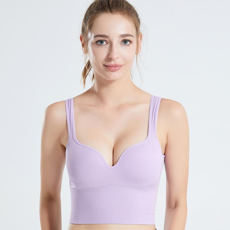 Женское спортивное белье, противоударное, поддерживающее, с эффектом пуш-ап, с интегрированной чашкой, с красивой спинкой, майка для йоги, оптом