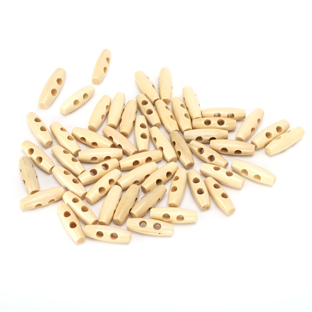 50Pcs Buttons OliveShaped CreamColored Wooden Buttons Cloth Sewing Accessories 30mm