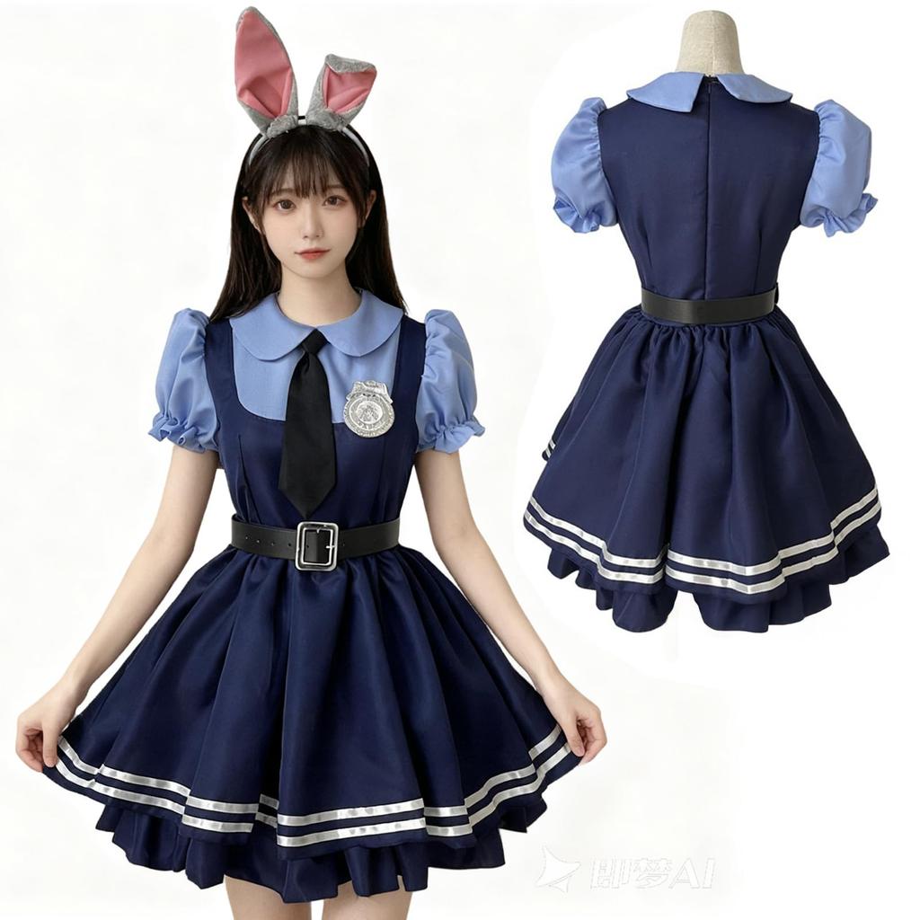 Косплей Асминли Зоотопия, Полицейский костюм животного, Косплей персонажа на Хэллоуин, Милый полицейский кролик, Косплей аниме-животного мегаполиса, Включает галстук,