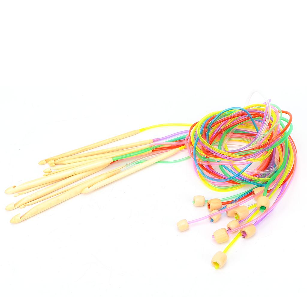 Тунисский крючок для вязания крючком из карбонизированного бамбука, круговая вязка с бусинами для ковров