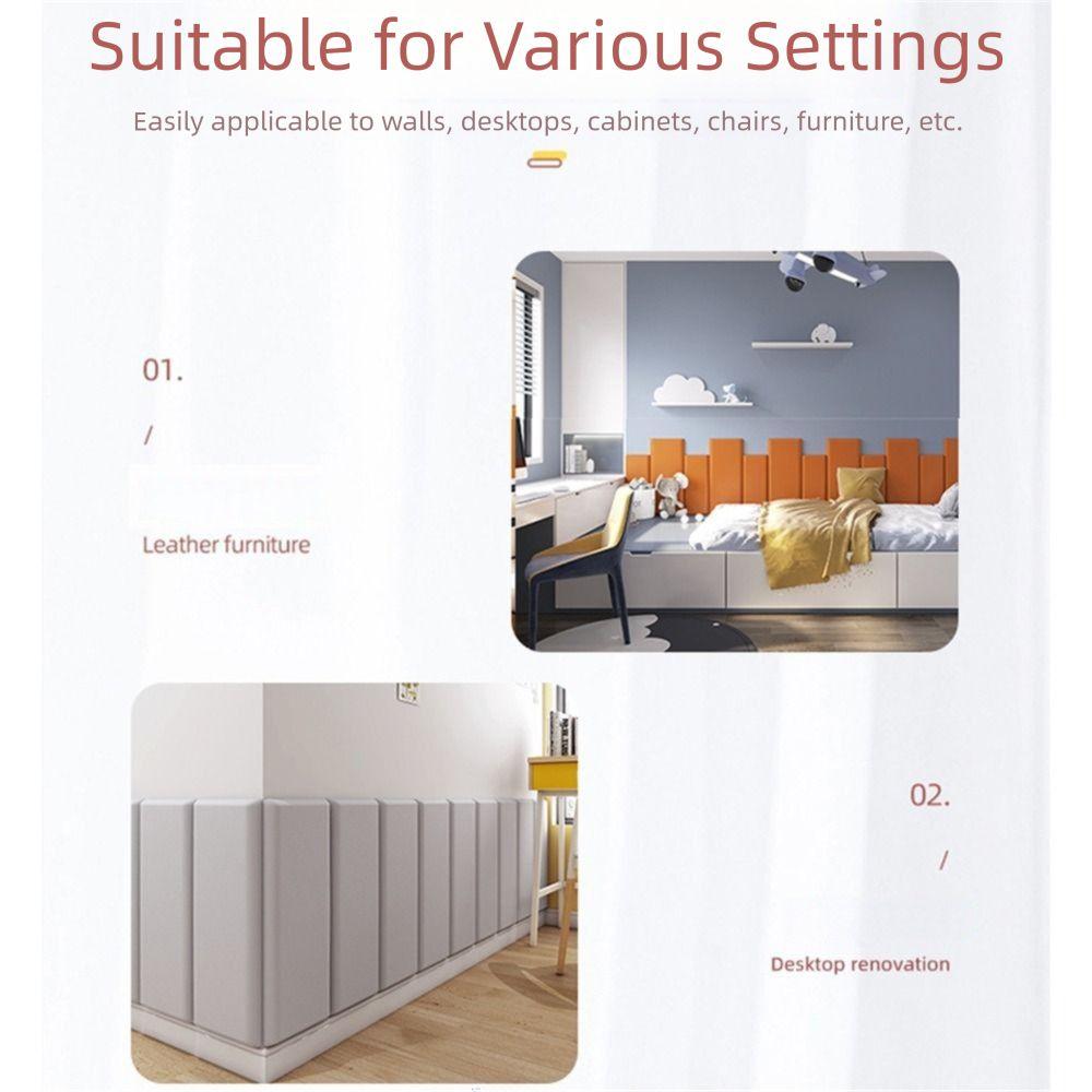 2 шт. Самоклеящиеся 3D Настенные Наклейки Мягкие Панели для Стен Дизайн Мягкой Сумки Противоударные Толщиной 10 мм Защита изголовья кровати из кожи