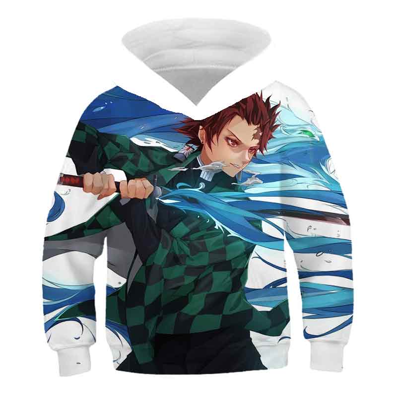 Толстовка с капюшоном «Убийца демонов» для мальчиков, детская одежда с капюшоном, детские топы с длинными рукавами, новая модная одежда из аниме-серии с героями мультфильмов