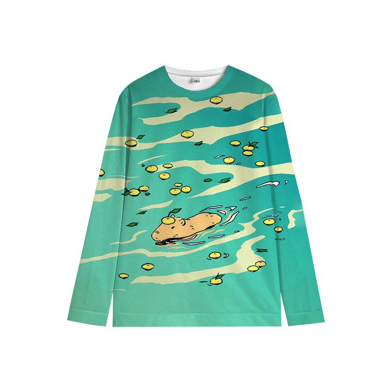 Детская толстовка с круглым вырезом Capybara My Spirit Animal с мягким мультяшным принтом, удобная повседневная одежда унисекс для мальчиков и девочек