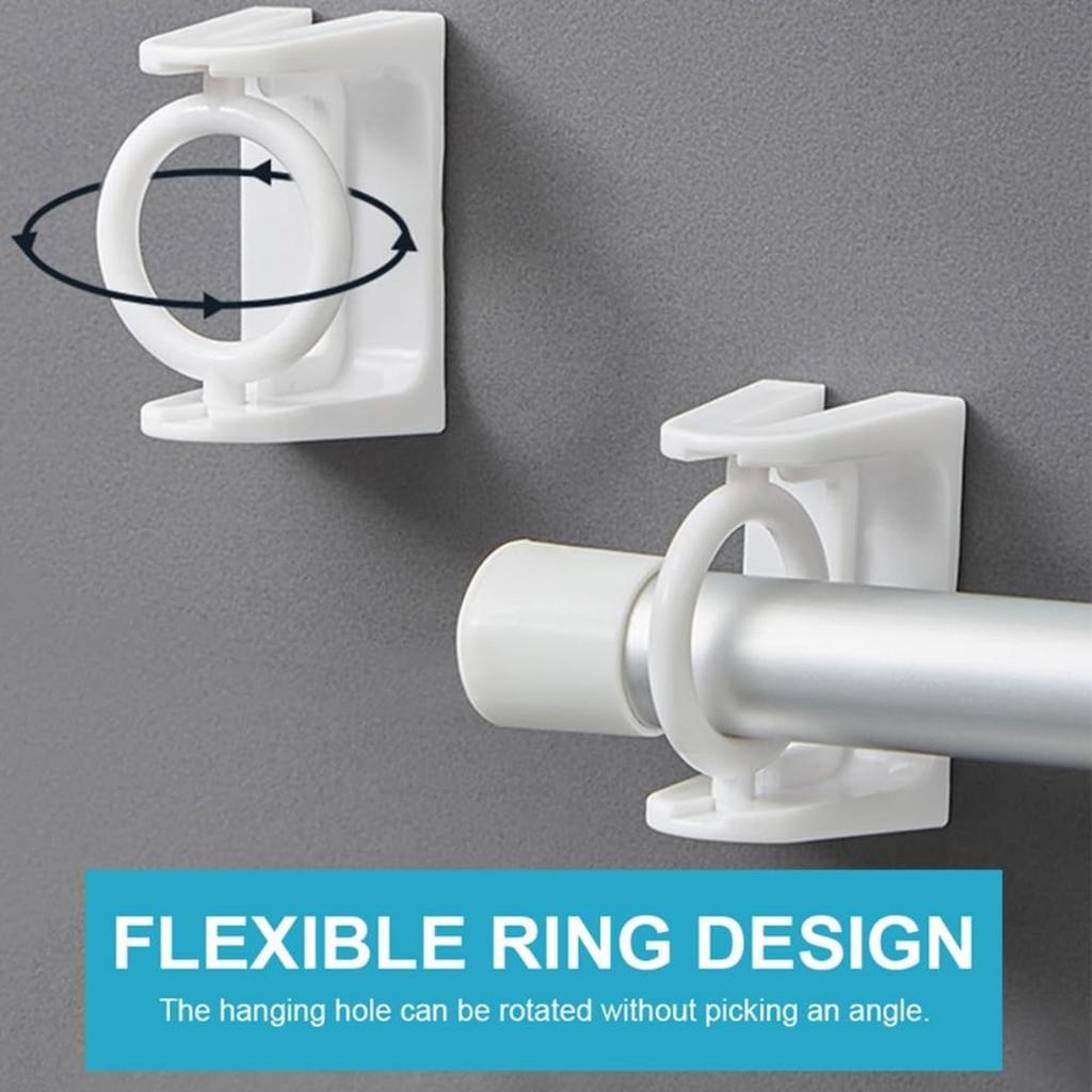 Крючки для карнизов для штор, держатели для душевых штанг, настенные, держатели для душевых штанг, 5 шт. в упаковке — сверление не требуется — с вращающимся на 360 ° кольцом