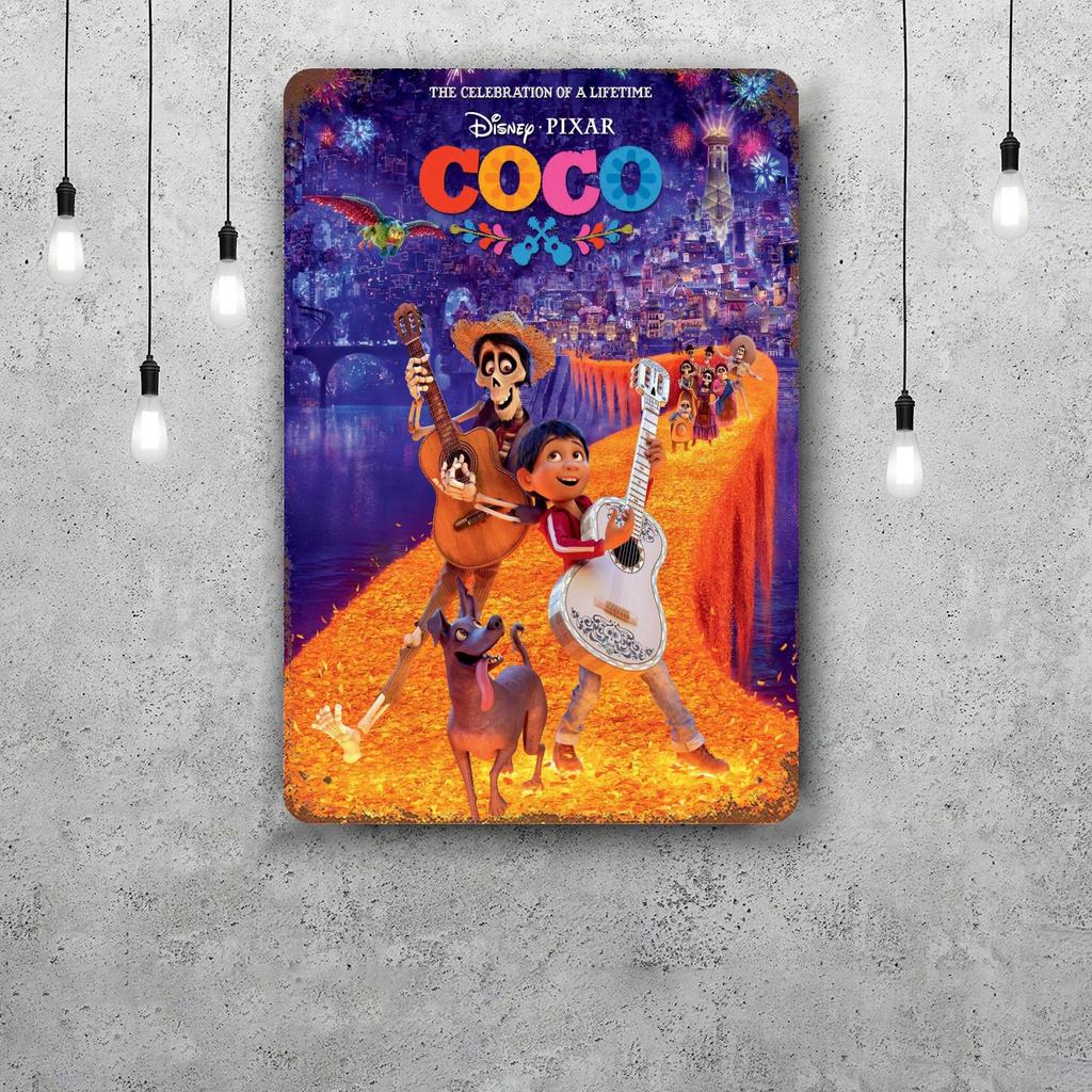 MINISO Coco Classic Poster Rusty Metal Plaque Retro Decorative Plate Bar Man Cave Garage Club Metal Sign Wall Decoration