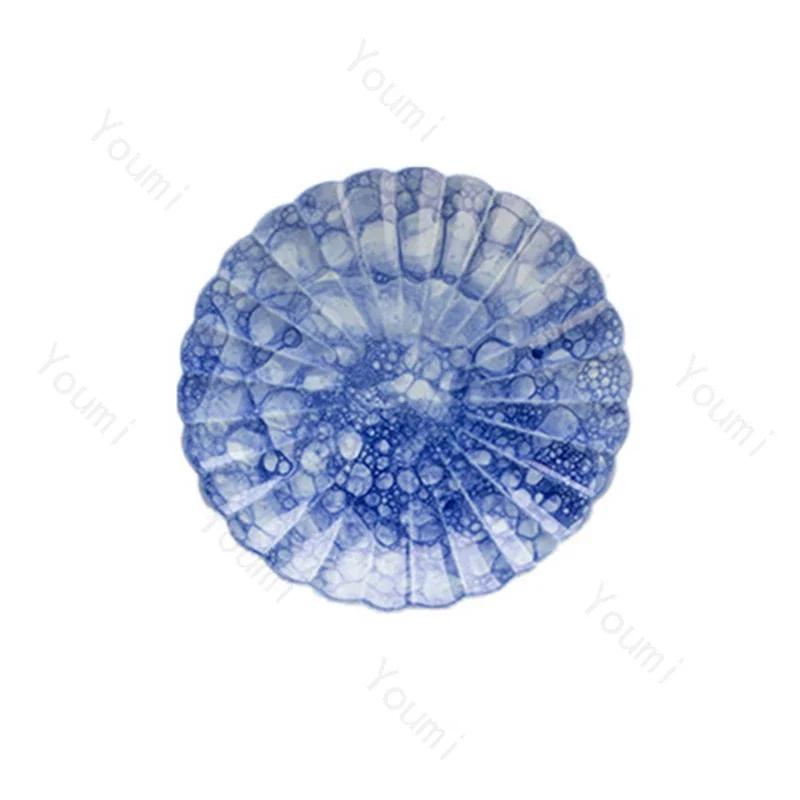 Креативные ретро-синие керамические тарелки, легкие, роскошные, ресторанные, макаронные десертные тарелки, изысканные блюда, изысканная бытовая посуда